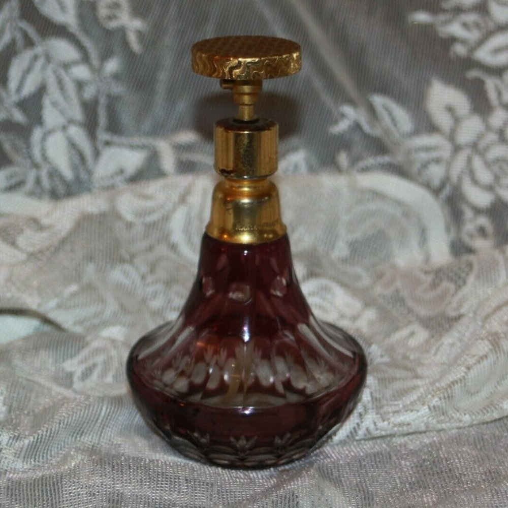 Vintage Marcel Franck Clear to Purple Perfume Bottle Atomizer Paris France